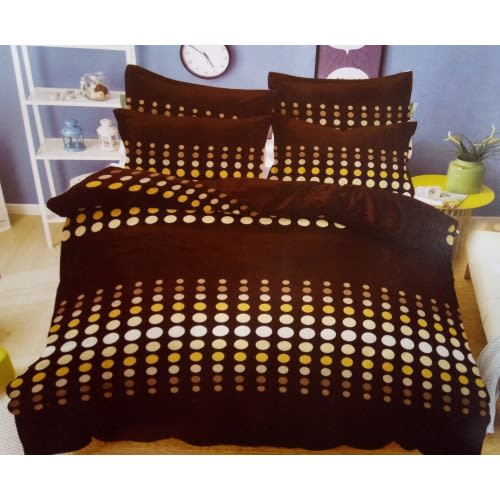 Brown Polka Dot Bedding Set 1 Duvet 1 Bed Sheet And 4