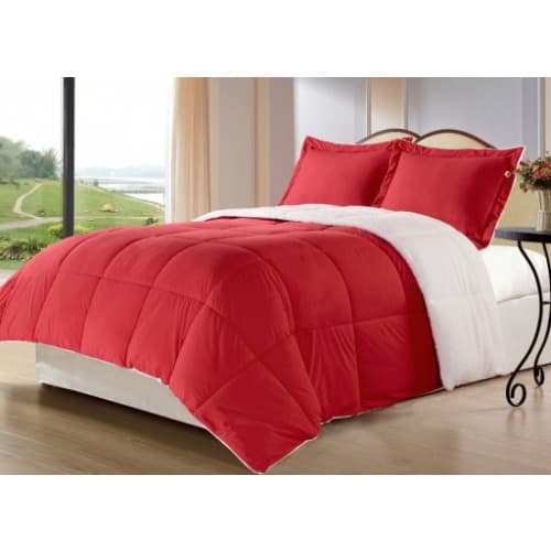Plain Red And White Bedding Set 1 Duvet 1 Bed Sheet And 4