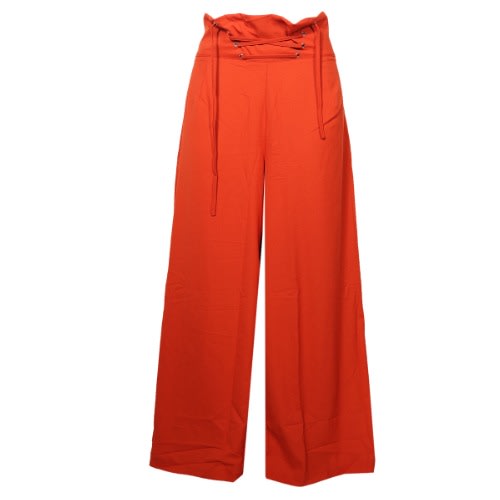 wide leg orange trousers