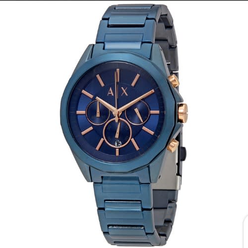 armani exchange blue dial watch
