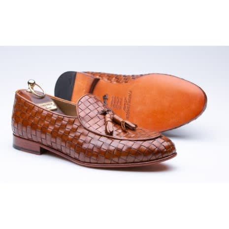 leather woven loafers