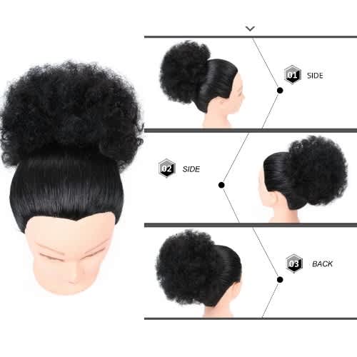 Cozy Adjustable Afro Bun For Ladies Natural Relaxed Hair Black