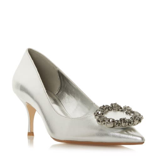 dune silver court shoes